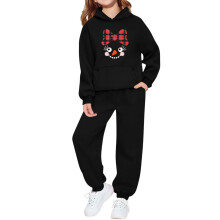 Black Hooded Sweatpants and Sweatshirt Set for Kids 9Y
