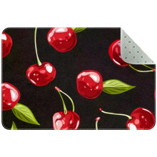 Cherry Berries Black Entryway Rug 2x3 ft