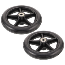 Wheelchair Replacement Wheels Black PVC 2 Pieces
