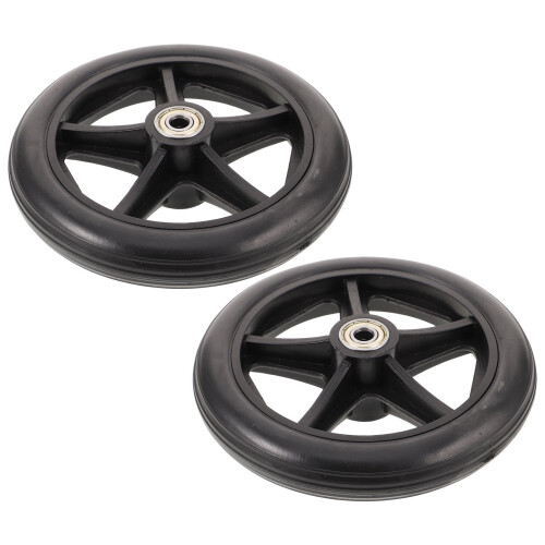 Wheelchair Replacement Wheels Black PVC 2 Pieces