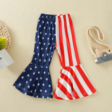 Girls Bell Bottom Pants Cotton Stars Stripes 6M-4Y