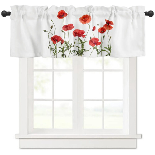 Red Corn Poppy Flower Curtains 2-Pack 2