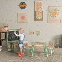 ZONEKIZ Kids Table and Chairs and Kids Easel Set with Storage, Green