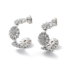 Sunflower Stud Earrings 304 Stainless Steel 5 Pairs 23x10mm