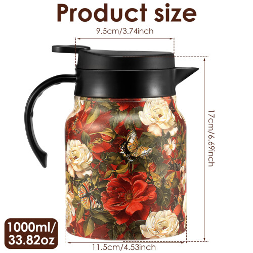 Vintage Pattern Insulated Teapot with Built-in Infuser 1