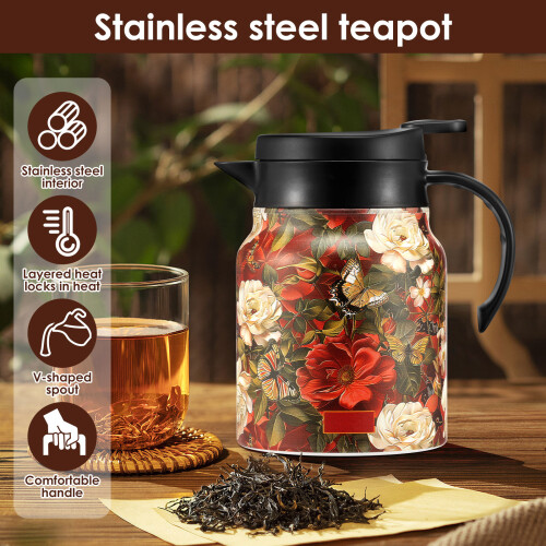 Vintage Pattern Insulated Teapot with Built-in Infuser 2