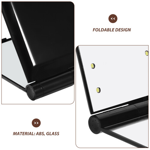 LED Vanity Mirror Portable Triple Mirror Stand Black 2
