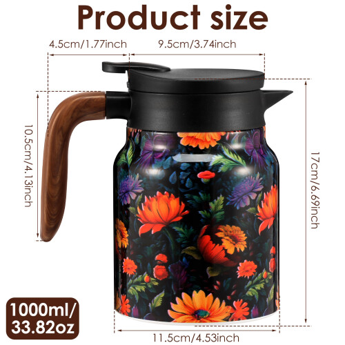 Vintage Pattern Insulated Teapot with Built-in Infuser 1