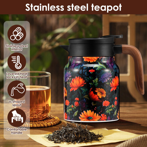 Vintage Pattern Insulated Teapot with Built-in Infuser 2
