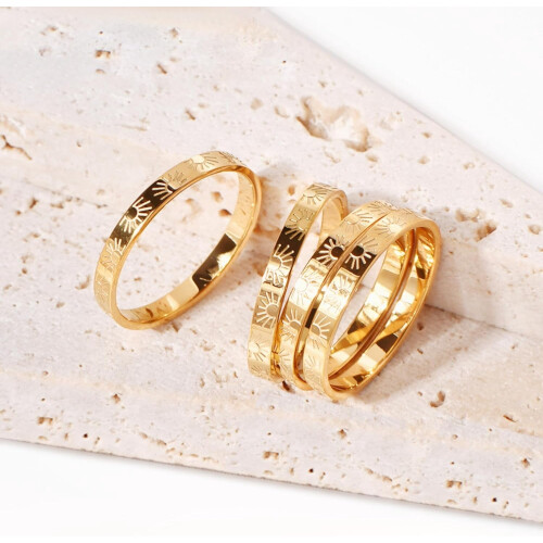 Sunshine Ring 18k Gold Plated Titanium 2mm 1