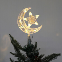 Glowing Moon Pentagram Christmas Tree Topper Plastic 1pc