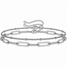 Two Layer Silver Bracelet for Women Friendship Gift