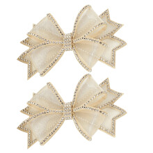 Rhinestone Shoe Charm Beige Bowknot 1 Pair