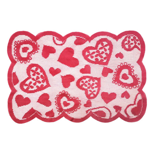 Red Lace Table Runner and Placemats Set Valentine's Day 1