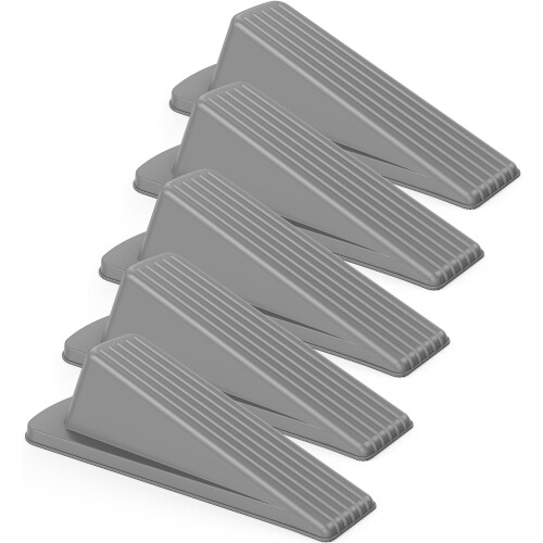 Rubber Door Stopper Heavy-Duty Wedge 5-Pack Gray
