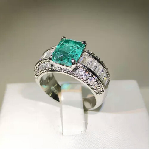 Sterling Silver Green Paraiba Zircon Ring Size 8 1