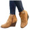 Women's Yellow Suede Wedge Booties Side Zipper Round Toe 6