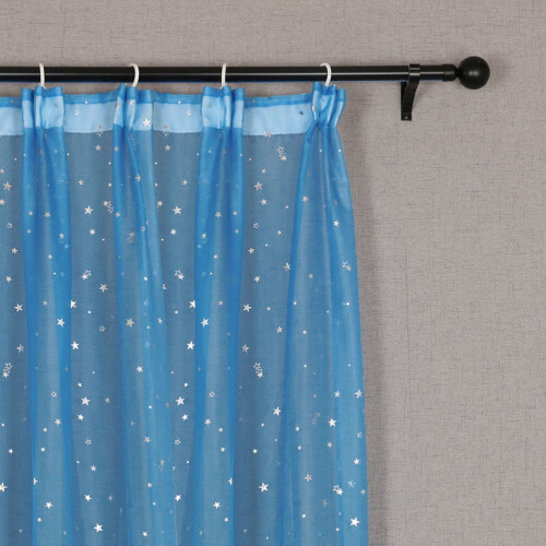 Sparkle Sheer Curtains Blue Polyester 1 Set 2