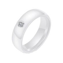 Women's Ceramic Wedding Band with Cubic Zirconia Inlay Size