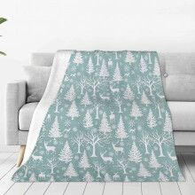 Blue Christmas Tree Throw Blanket Flannel Fleece 40x50 Inch