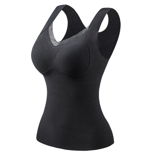 Women's Solid Camisole with Built-in Bra V-Neck Lace Trim 2