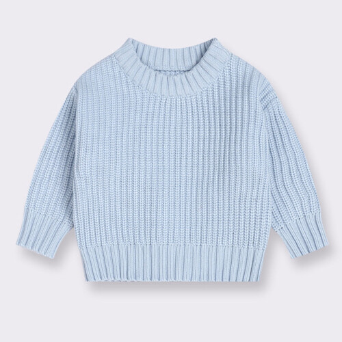 Baby Girl Long Sleeve Light Blue Pullover Sweater 18-24