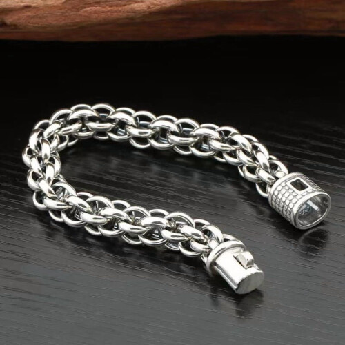 Sterling Silver Men's Bracelet S925 One Size 1