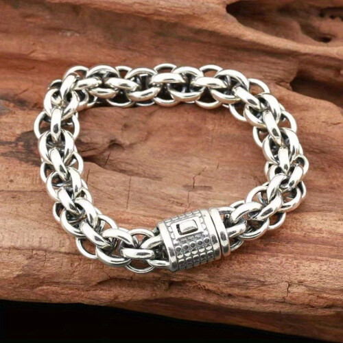 Sterling Silver Men's Bracelet S925 One Size 2