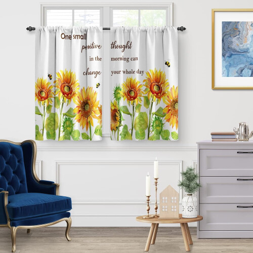 Κουρτίνες κουζίνας Sunflower Vintage Αγροικία Tier Rod 1