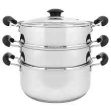 CONCORD Stainless Steel 3-Tier Steamer Pot 10 inch 24 cm