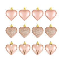 Heart-Shaped Glass Ornament Matte Glitter Gold 1 pc