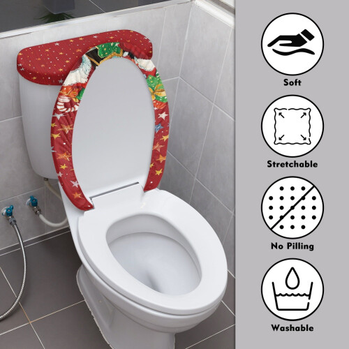 Weihnachtsmann-Toilettensitz und Spülkastendeckel-Set, 2er-Pack, Sterne 2