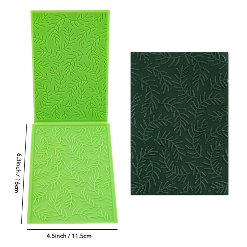 Pine Needles 3D Embossing Folders Green Plastic 6.3 x 4.5 in 1