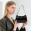 Pochette en cuir verni noir, mini sac hobo 2