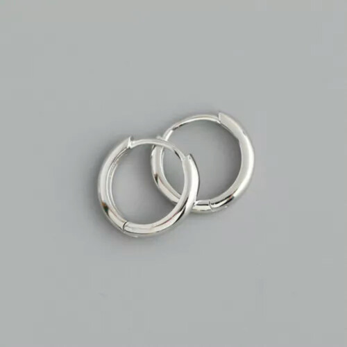 Sterling Silver 925 Huggie Hoop Earrings 14mm Outer Diameter