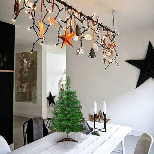 Silberner Weihnachtsbaum, 30 cm, künstlicher Mini-Kiefernbaum mit Lametta 2