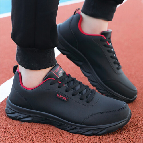 Men's Running Sneakers Leather Lace-Up Wide Width Extra 1