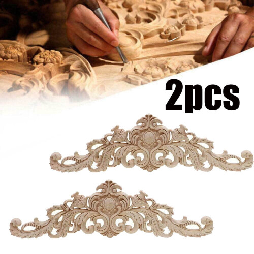 Wood Carved Corner Onlay Applique Unpainted Frame Decal 2 1