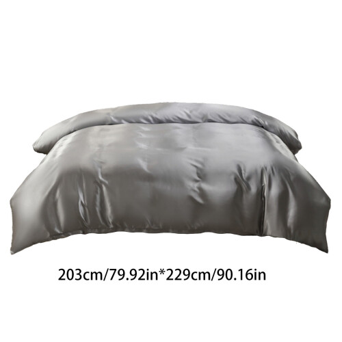 Solid Color Silk Duvet Cover with Zipper Closure 2