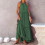 Boho-Maxikleid für Damen, grün, einfarbig, ärmellos, Sommer 3