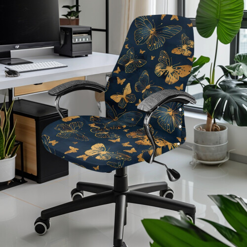 Dehnbarer Bürostuhlbezug, Größe S, Schmetterlingsdesign 1