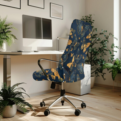 Dehnbarer Bürostuhlbezug, Größe S, Schmetterlingsdesign 2