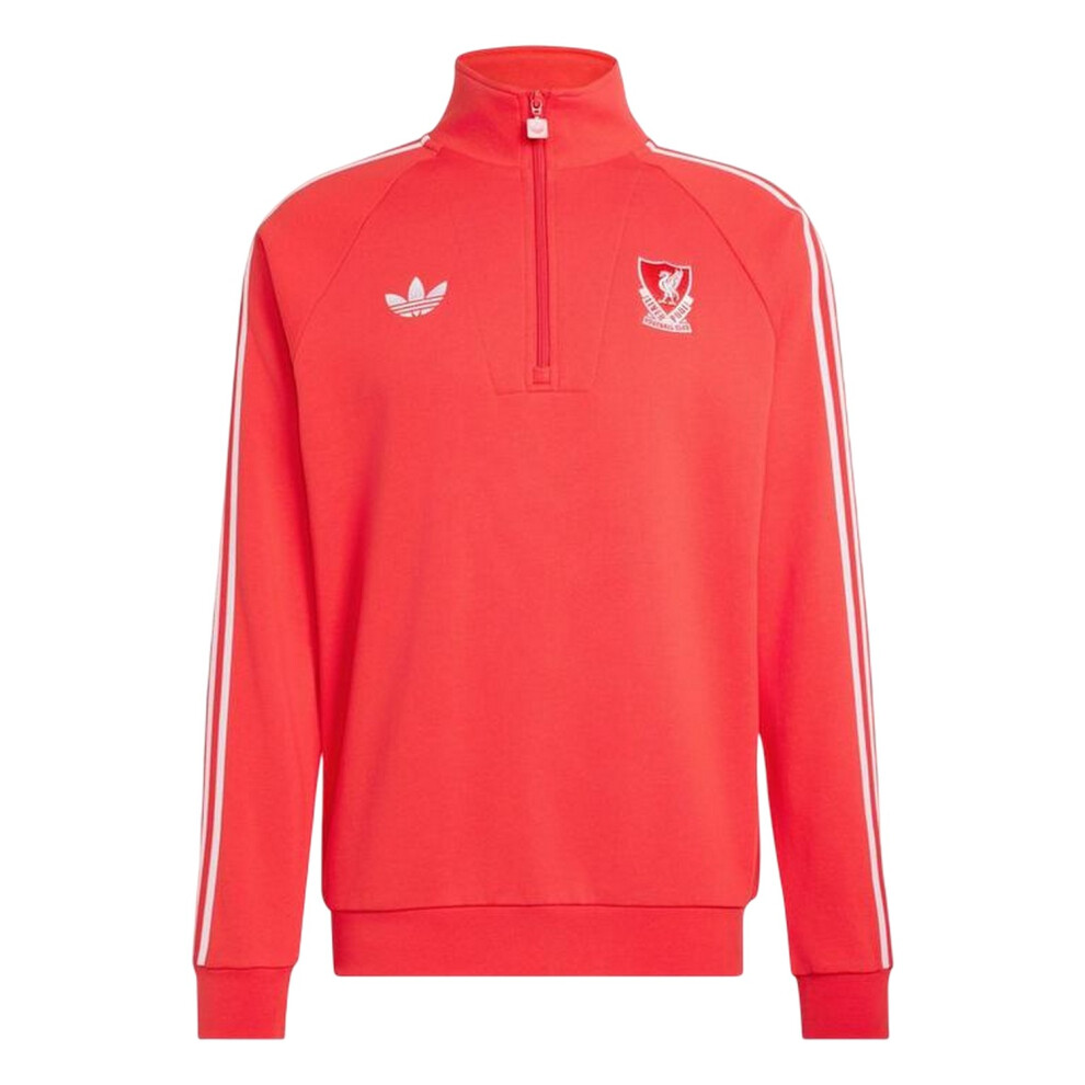 Liverpool Fc (Xl, Red/White) Mens Originals Adidas Half Zip Jumper