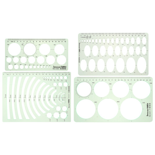 Ruler Circle Stencil Oval Template Set Green 2 Pack