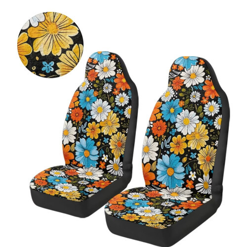 Καλύμματα καθισμάτων αυτοκινήτου Hippie Flower με ψηλή πλάτη, σε σχήμα κουβά, Style2Pack 2