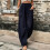 Damen-Freizeithose in Uni-Marineblau mit elastischem Bund 4