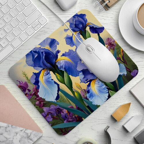 Μωβ λουλουδάτο Mouse Pad με ίριδες 21x25cm αντιολισθητικό 1