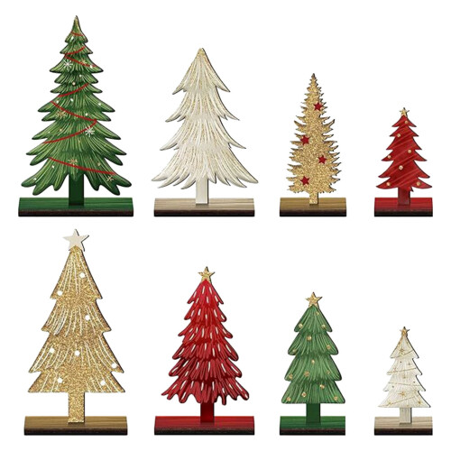 Ensemble de 8 sapins de Noël rustiques en bois 1