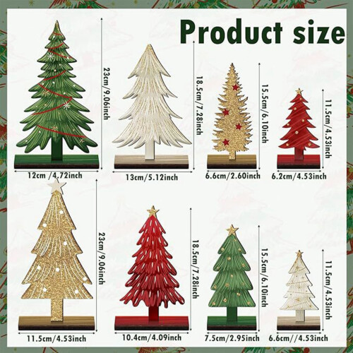 Ensemble de 8 sapins de Noël rustiques en bois 2