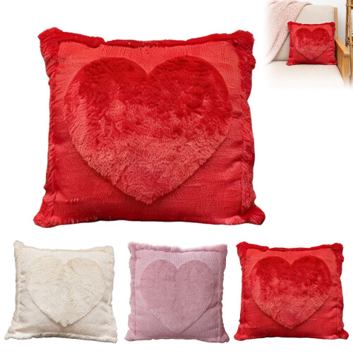 Fodere per cuscini a forma di cuore, set da 2 pezzi, 45x45 cm, in morbido peluche. 1